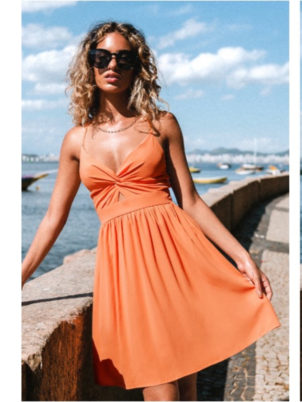 NEW- Cupshe Orange Rosalinda Slip Strap Cut-Out Mini Dress- XL